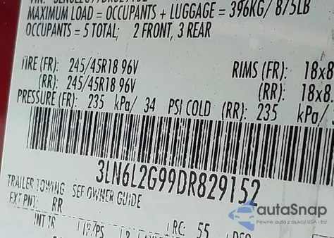 2013 Lincoln Mkz from USA, damaged, VIN 3LN6L2G99DR829152